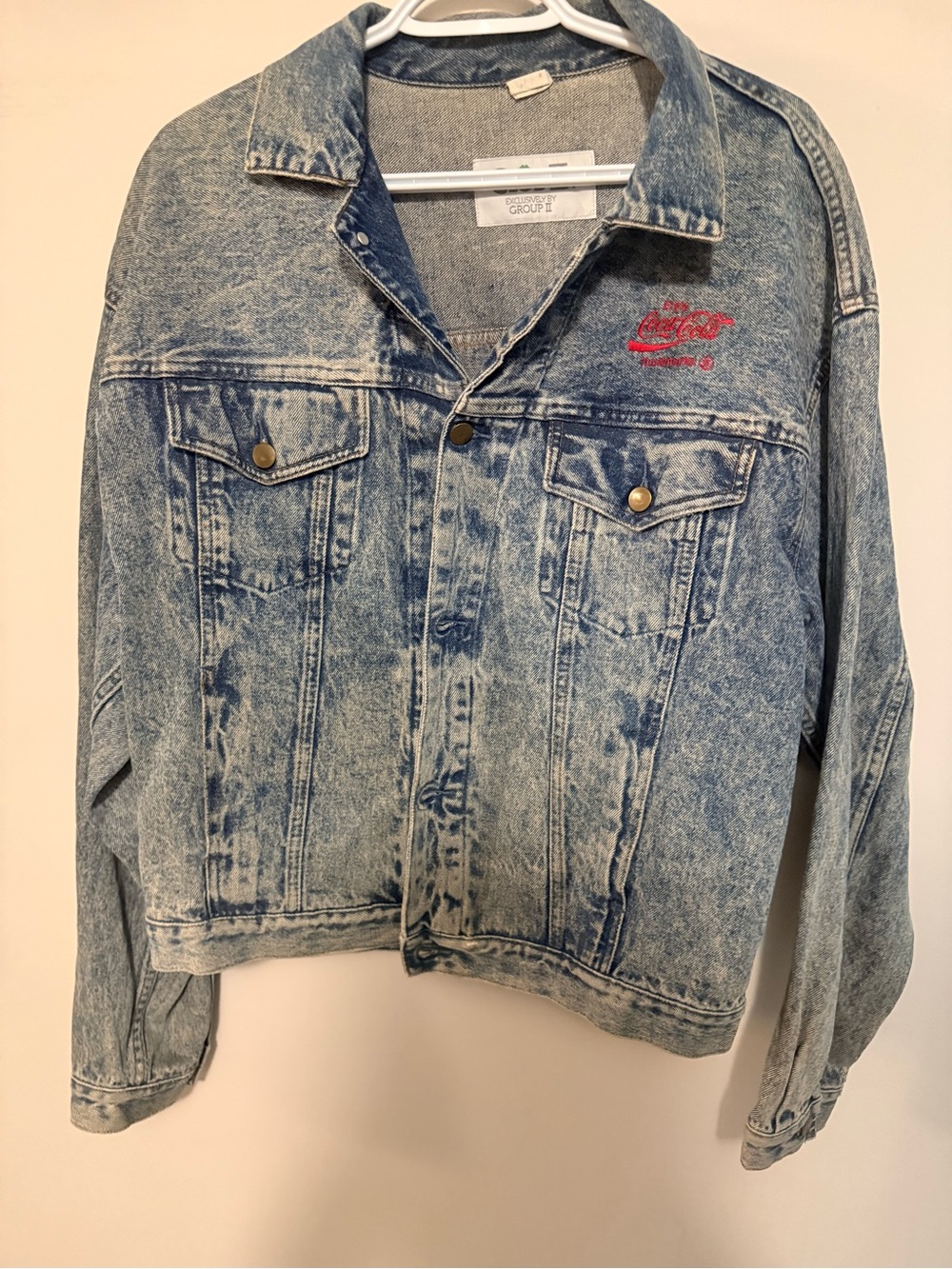 Vintage 80s/90s Acid Wash Coca-Cola Denim Jacket - Size L Unisex